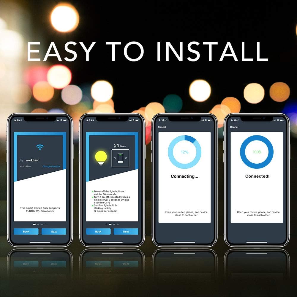 Smart WiFi Light Bulb, LED RGB Color Changing, Compatible with Alexa and Google Home Assistant, No Hub Required, A19 E26 Multicolor LUMIMAN 2 Pack - - 