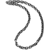 COOLSTEELANDBEYOND Mens Stainless Steel Solid Rope Chain Necklace Thick Heavy-Duty Link Chain Curb Chain Layering