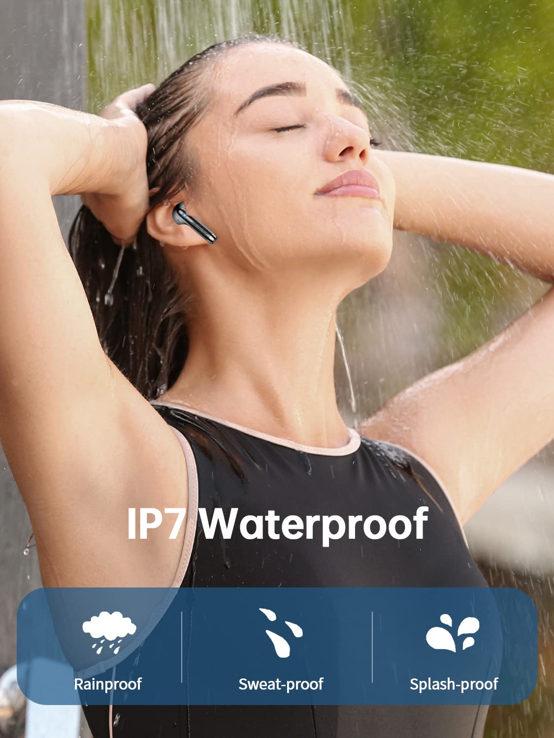 Wireless Earbud Bluetooth 5.3 Headphones with Clear Sound, 40H Playtime, Sport Earbud Touch Control with LED Digital Display, IP7 Waterproof Bluetooth Earphones Built-in Mic for Android iOS Workout