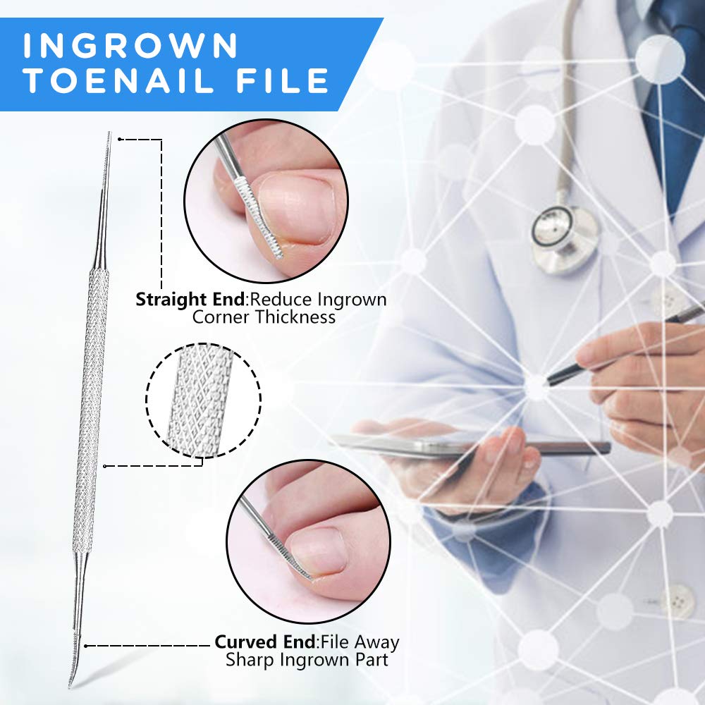 Ingrown Toenail File And Lifters,[ Upgraded ] MORGLES 5pcs Professional Surgical Safe Nail Treatment Pedicure Tool Kit Toenail Cleaner Pain Relief Under Nail Cleaner Tools: Beauty
