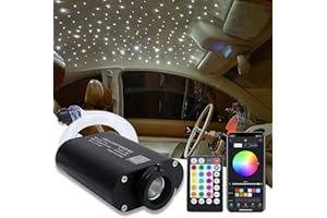 AMKI 16W Fiber Optic Lights,Starlight Headliner Light Kit APP/Remote Control Sound Activated Mode for Car&Home Decoration,Optical Fiber Cable Strands 0.75mm/0.03in 6.5ft/2m 150pcs