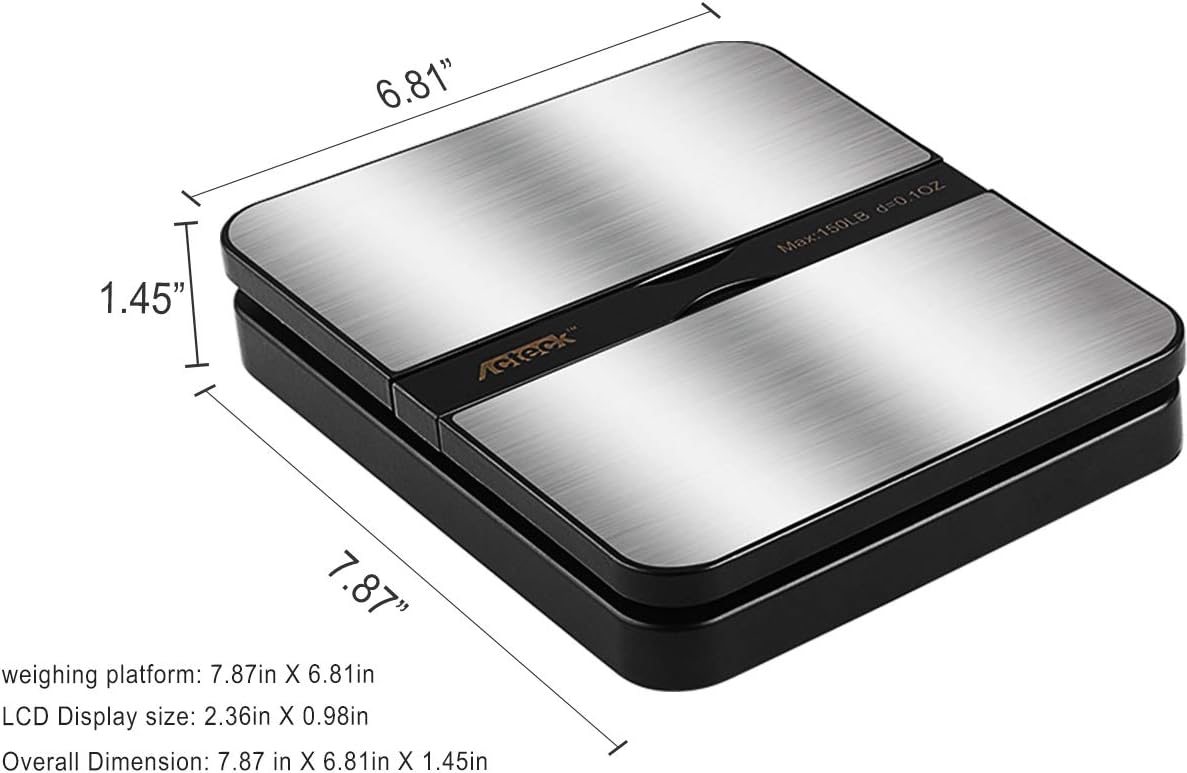 Acteck 150LB x 0.1 OZ Extended Display Digital Shipping Postal Scale with AC Adapter, Black : Office Products