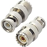Boobrie 2pcs BNC UHF RF Coaxial Coax Adapter SO239 UHF Female to BNC Male Connector Low Loss Ham Radio Coax Adapter for RF An