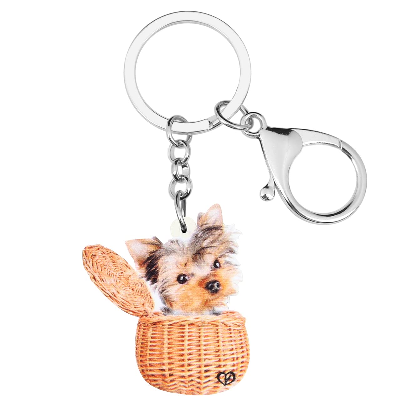 WEVENI Acrylic Yorkshire Terrier Teddy Key Chains Yorkie Keyring Women Girl Handbag Charms Jewelry Keychain (Brown)