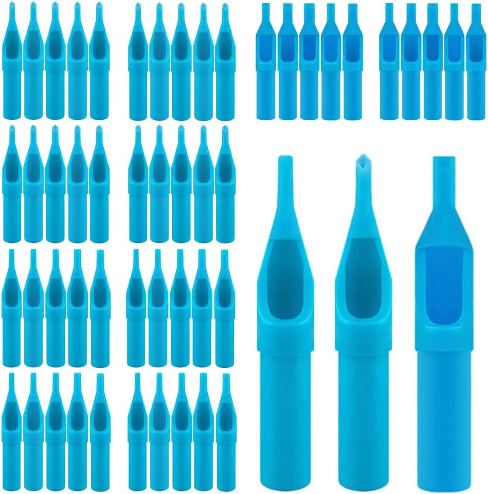 Casoter 50PCS Disposable Tattoo Nozzles Mixed 3VT 5VT 7VT 9VT 3RT 5RT 7RT 9RT