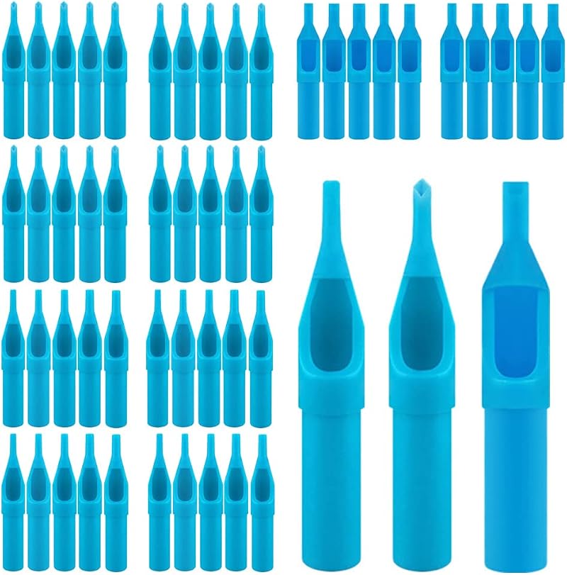 Casoter 50PCS Disposable Tattoo Nozzles Mixed 3VT 5VT 7VT 9VT 3RT 5RT 7RT 9RT
