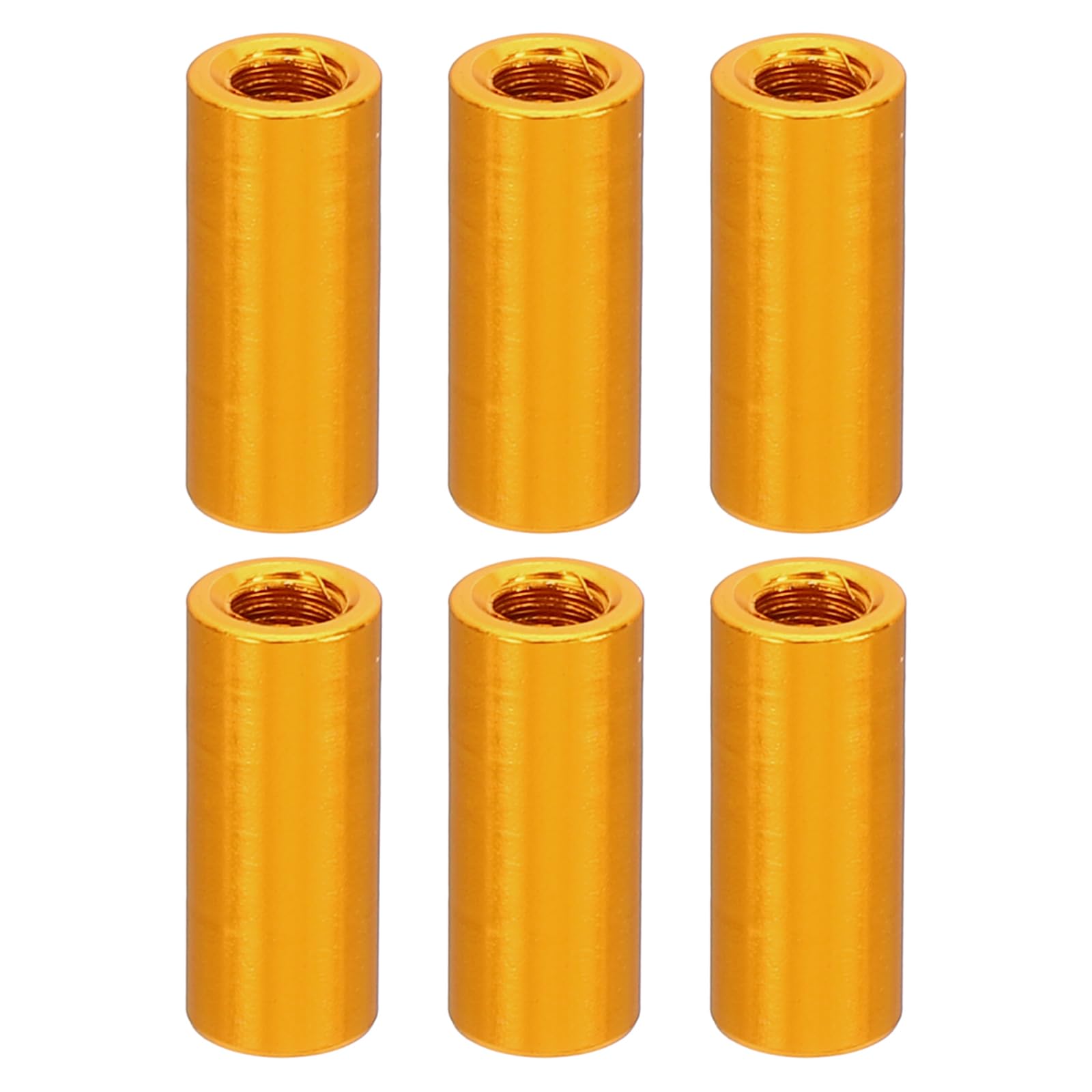 PATIKIL 6pcs M3 Metal Threaded Standoff Spacer Nuts, Round Aluminum Spacers Female Coupling Screws, 1/8" ID x 3/16" OD, Gold 3x5x12mm