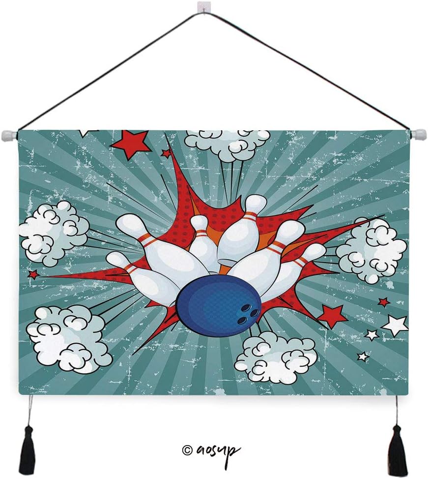 Homenon Canvas Hanging Poster Nordic Style Retro Comic Cartoon Ball Crash Image Pop Art Stars Aim Party Game Wall Picture Canvas Artwork for Home Decoration Ready to Hang - 24.5"x17.5"