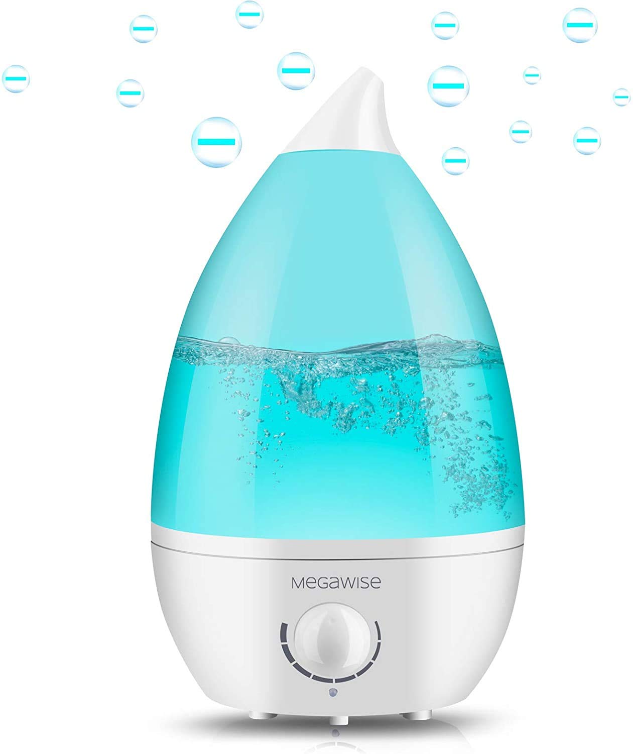 MEGAWISE Cool Mist Humidifiers for Bedroom, BabyRoom, Office and Plants, 0.5 Gal Essential Oil Diffuser with Adjustable Mist Output, 25dB Quiet Ultrasonic Humidifiers, Up to 10H, Easy to Clean