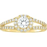 Jewels By Lux 10kt Yellow Gold Womens Cubic-Zirconia Engagement Ring