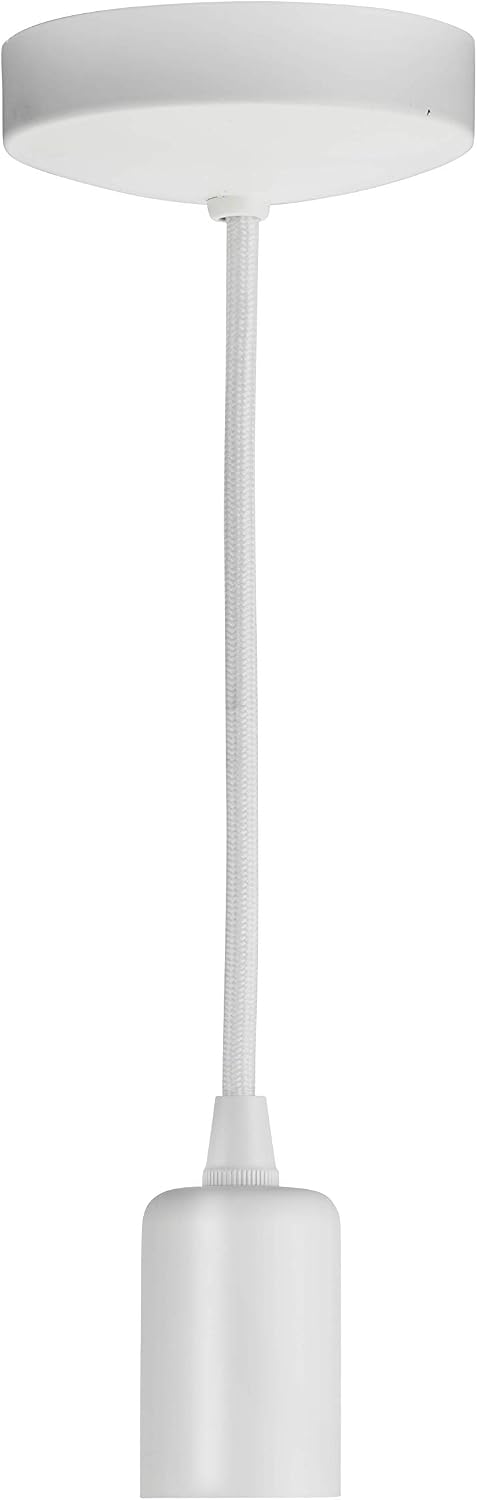 Knightsbridge 6 Inch E27 Contemporary Pendant Set in Matt White, 150mm - Image 3