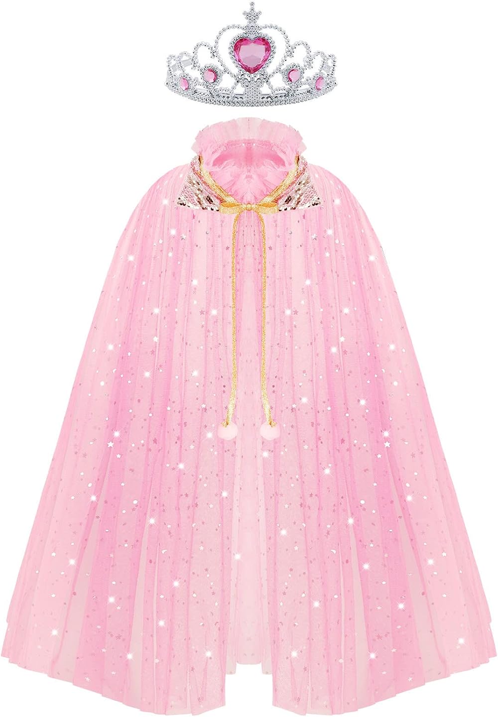 ACWOO Princess Cape for Girls Colorful Crown Set Dress Up Costume