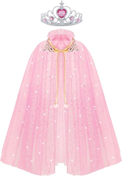 ACWOO Princess Cape for Girls Colorful Crown Set Dress Up Costume
