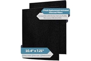 Fresh Headquarters 2-Pack Activated Carbon Charcoal Microwave Hood Filters - Pre-Cut 10" x 7.21" Microwave Hood Filters - Compatible w/Whirlpool WML55011 & KitchenAid Low‑Profile Models, Made in USA