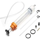 FOUR UNCLES 500cc Fluid Extractor & Fill Pump for Automotive Use - Oil Syringe with a 28" Hose & Two 12" Extension Tubes for 