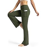 Tapata Petite Women's Bootcut Yoga Pants 26"/28" Inseam High Waist Workout Flare Leggings with Pockets