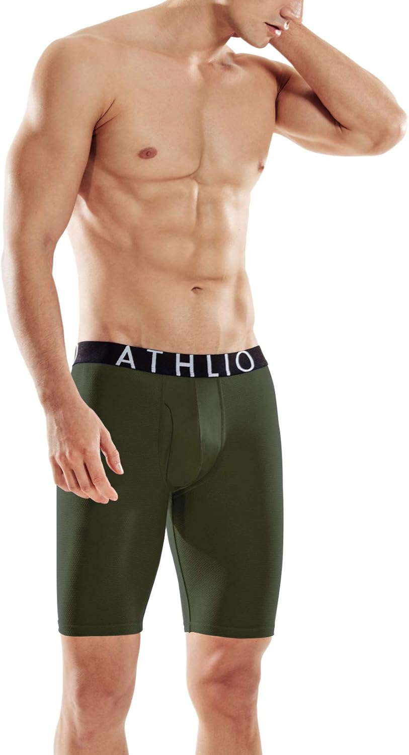ATHLIO Men's (Pack of 3) Relaxed Stretch Open-Fly Cool Dry Brief Mesh Underwear Trunk: Clothing