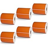 BETCKEY - 4" x 6" Shipping Labels Compatible with Zebra & Rollo Label Printer(not for dymo 4XL),Premium Adhesive & Perforated[Orange, 6 Rolls, 1500 Labels]