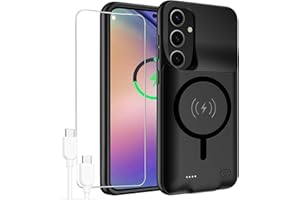 JBUBN Battery Case for Galaxy A54, 12000mAh High Capacity Extended Portable Protective Charging Cover, Compatible with Galaxy A54 5G, Wireless Charging, Black