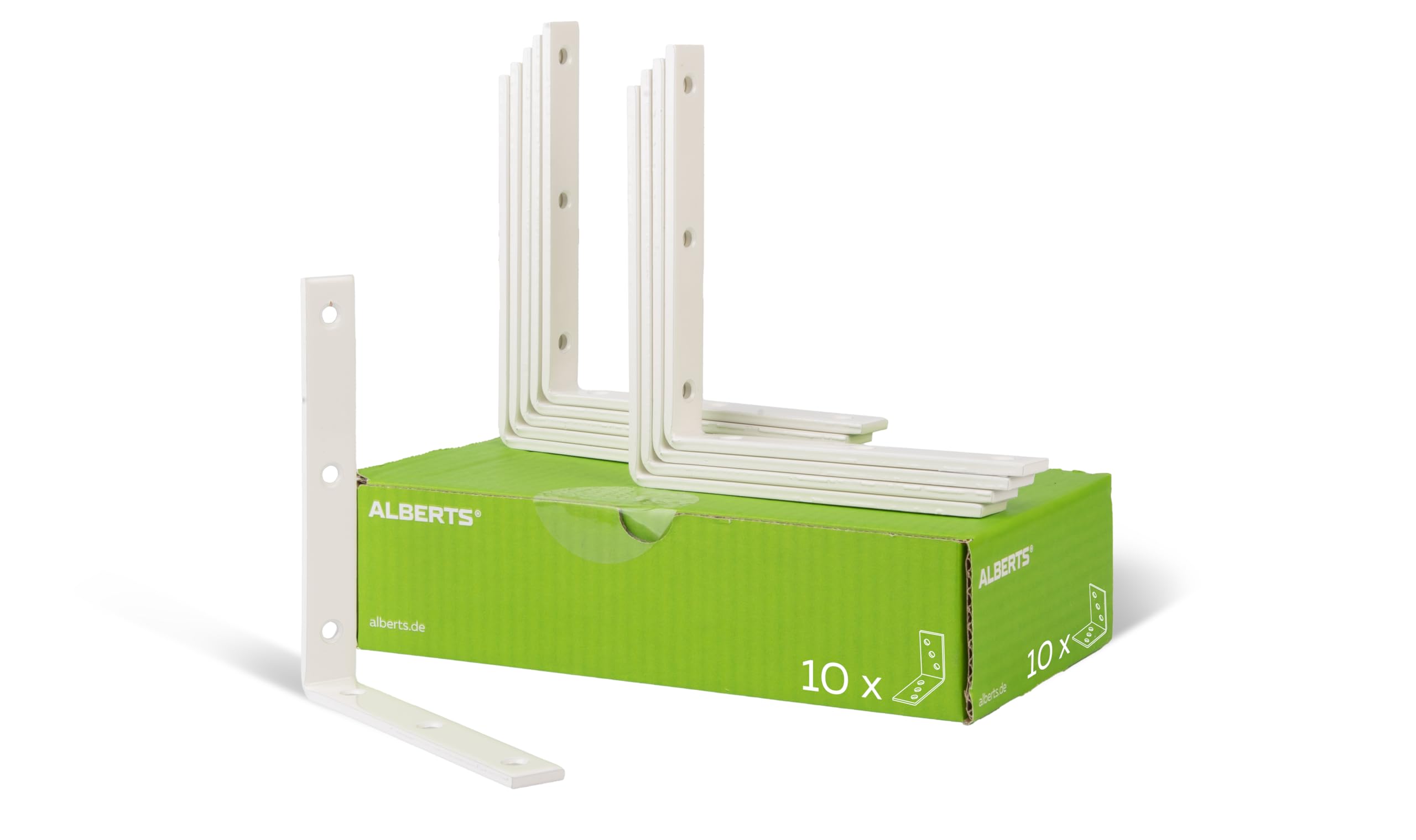 Alberts 847869 Beam Angle Narrow White Plastic-Coated 160 x 160 x 20 mm Set of 10