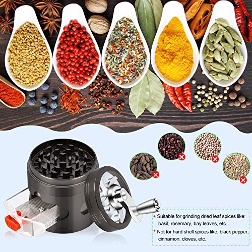 Hand Cranked Herb Grinder, 4 Piece 2.5" Large Capacity Spice Grinder