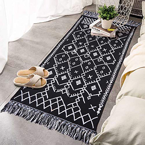 IOHOUZE Small Farmhouse Entryway Rug-2'x4.3' Boho Woven Kitchen Runner Rug Indoor for Bedroom/Bathroom/Laundry Room, Outdoor Halloween Door Mats for Halloween Decor/Fall Porch Decor/Farmhouse Decor