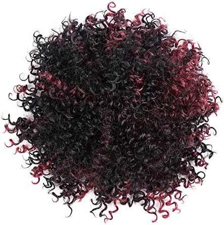 Synthetic Afro Kinky Curly Hair Bun Extension Donut Chignon Hair Drawstring Short Ponytail Hairpieces Wig Updo Hairpiece Bun with Two Clips For African American Black Women (PBUG)