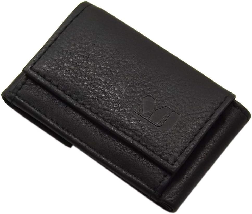 myledershop MJ-Design-Germany Calf Leather Mini Wallet 8x1.5x5cm in Black, 7.5 x 1 x 5.5 cm