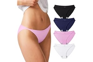 REORIA Sexy Cotton Underwear for Womens Cheeky High Cut String Bikini Panties 4 Pack