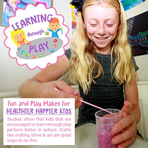 Glitter Glue Slime Supplies Kit for Girls [PASTEL COLORS, FRUIT SCENTED, WASHABLE] Great Stuff for Kids [SLIME ACTIVATOR INCLUDED] Clear Glue Set For Making Red Blue Pink Green Yellow Purple Slimes - Thumbnail 3