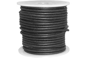 Cords Craft® | 1.5mm Round Leather Cord for Jewelry Making Bracelets Necklaces Hair Accessories Dog Collar Beading Work DIY Craft Matte Finish (A1 Black) | Roll of 20 Meters Genuine Leather Cord