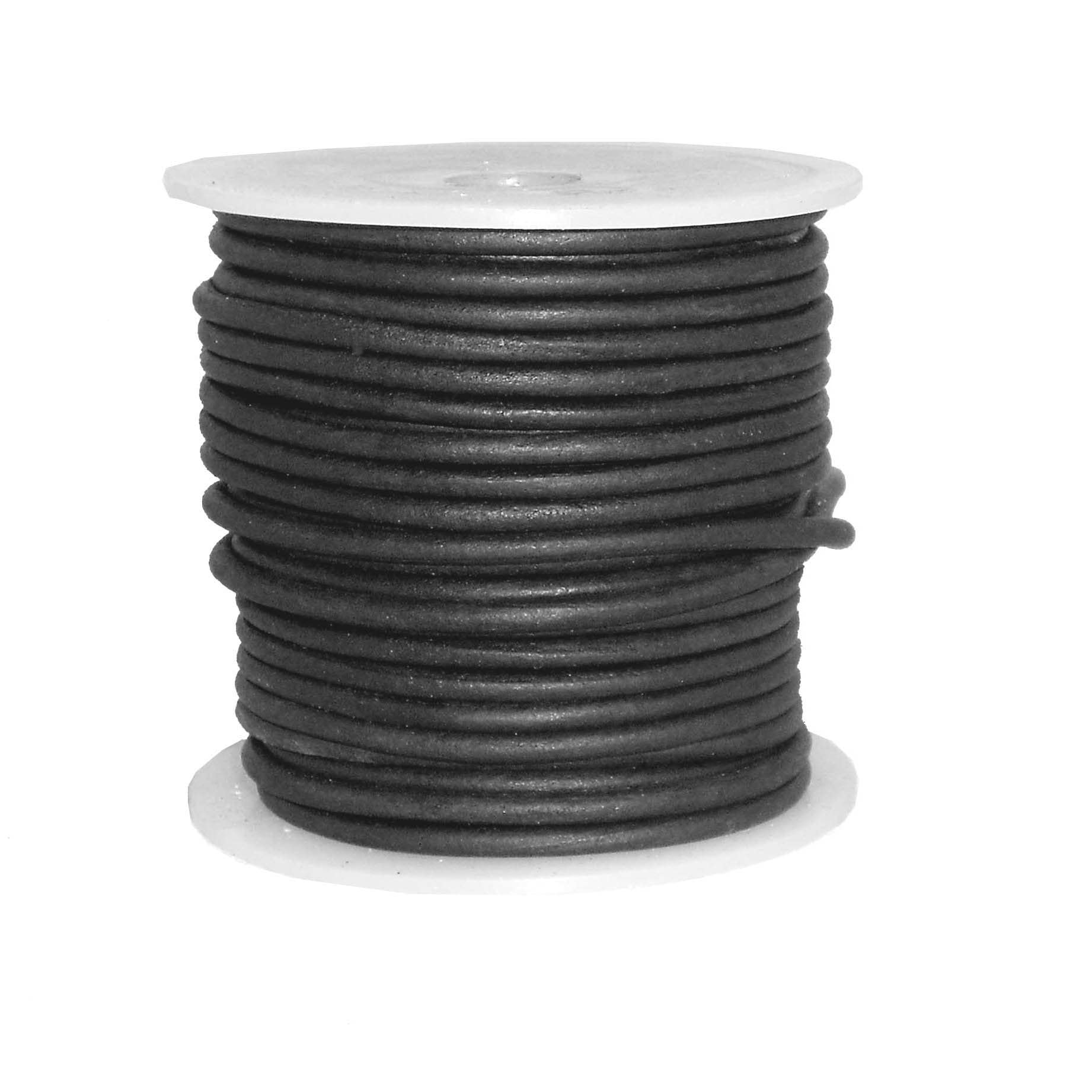 Cords Craft® | 1.5mm Round Leather Cord for Jewelry Making Bracelets Necklaces Hair Accessories Dog Collar Beading Work DIY Craft Matte Finish (A1 Black) | Roll of 20 Meters Genuine Leather Cord