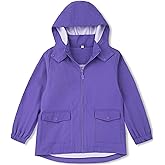 EIGIOO Boys Girls Waterproof Hooded Jackets Lightweight Soft Lining Kids Windbreaker Rain Coats