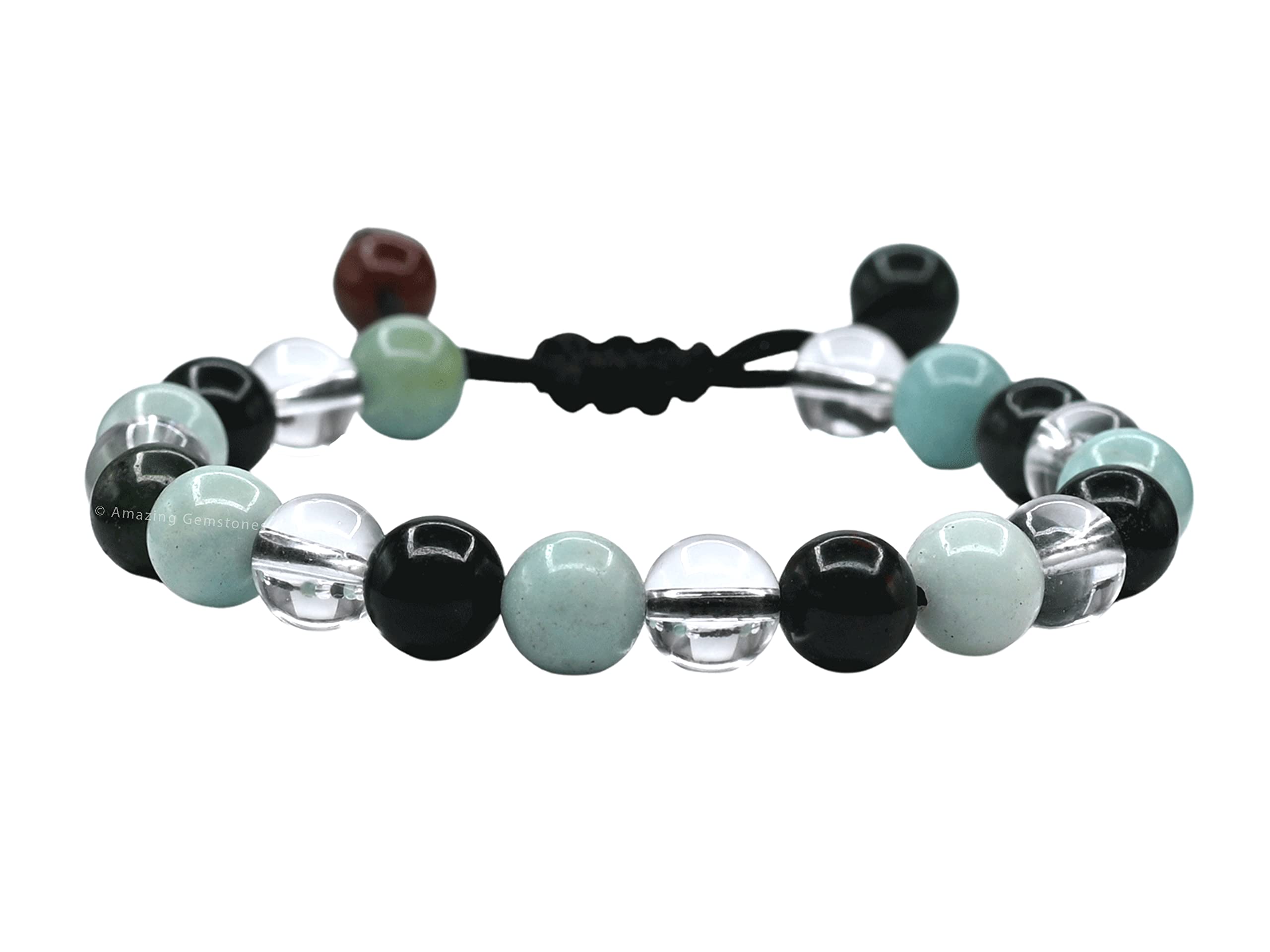 Photo 1 of Amazing Gemstone Manifestation Bracelet for Pain Relief - Bloodstone Amazonite Clear Quartz Bracelet Set for Healing Calming Anxiety Stress Relief Gifts Pulseras Para Hombres Mujer (Adjustable)