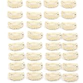 20pcs Metal Snap Clips for Hair Extensions Wigs | Clip in on Hair Extension Clips for Wig 9 Teeth 32mm 1.2g/pc (Beige)