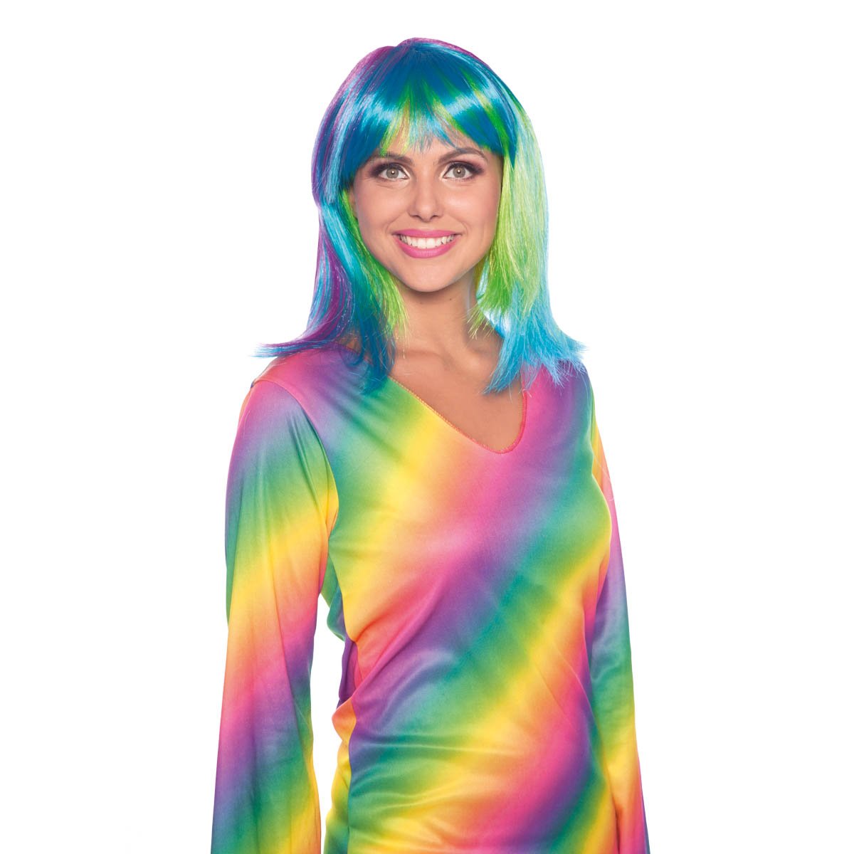 Folat - Long Neon Rainbow Bob Wig - One Size