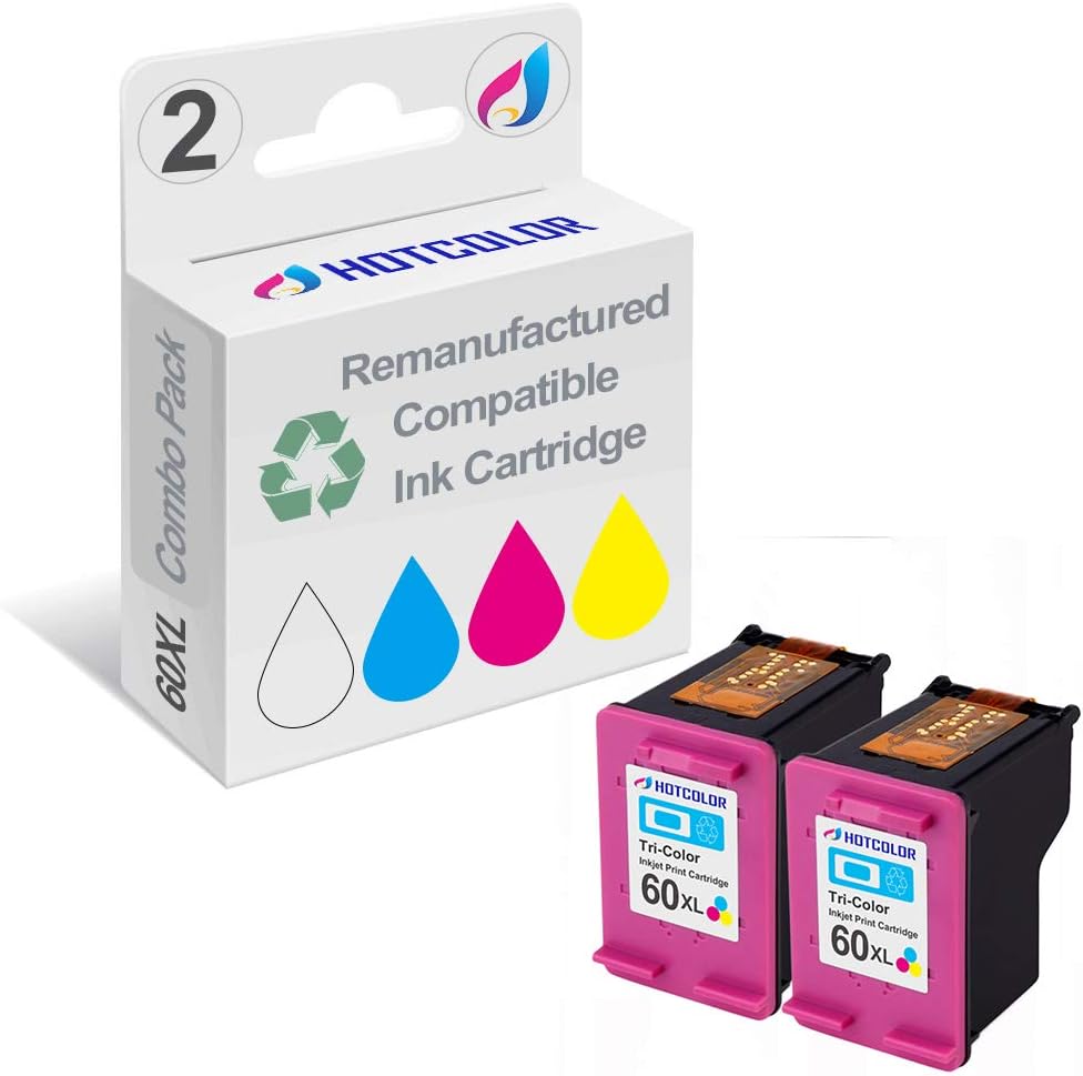 Remanufactured Ink Cartridge Replacement for HP 60xl CC644WN (2 Color 2 Pack)