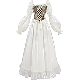 NSPSTT White Renaissance Dress Women Fairy Dress Victorian Medieval Costume