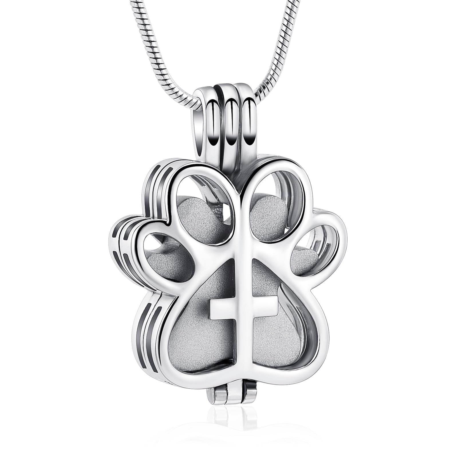 Pet Cremation Jewelry for Dog/Cat Paw Stainless Steel Memorial Locket Urn Necklace with Hollow Urn Cremation Jewelry for Ashes