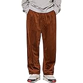 Gihuo Mens Corduroy Pants Elastic Waist Sweatpants Vintage Cargo Sweatpants Loose Wide Leg Pants Hip Pop Streetwear