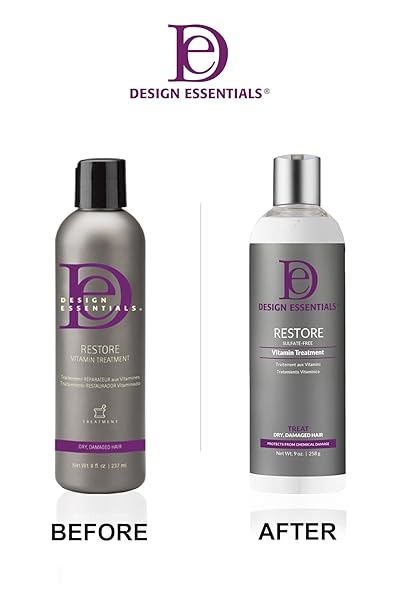 DESIGN ESSENTIALS RESTORE VITAMIN TREATMENT FOR NATURAL DRY DAMAGED HAIR, WHITE, 8 FL OZ