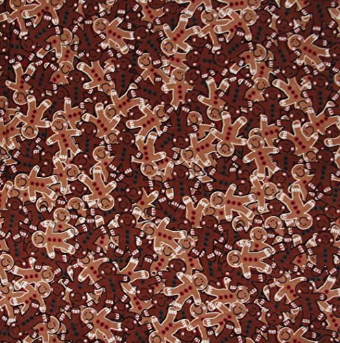 GINGERBREAD MAN 100% COTTON FLANNEL FABRIC ~ 1/2 YARD