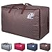 DOKEHOM 100L Large Underbed Clothes Storage Bag with Zip, Moisture proof (Brown)
