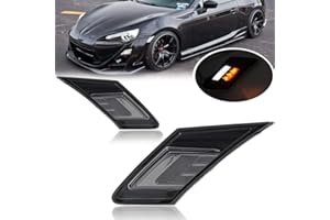 NJSBYL Smoke Lens White/Amber LED Front Side Marker Light Kits for 2013-2016 Scion FR-S 2013-2020 Subaru BRZ 2017-2020 Toyota 86/GT86 Turn Signal Lights Running/Parking White/Amber LED Sidemarker Lamps