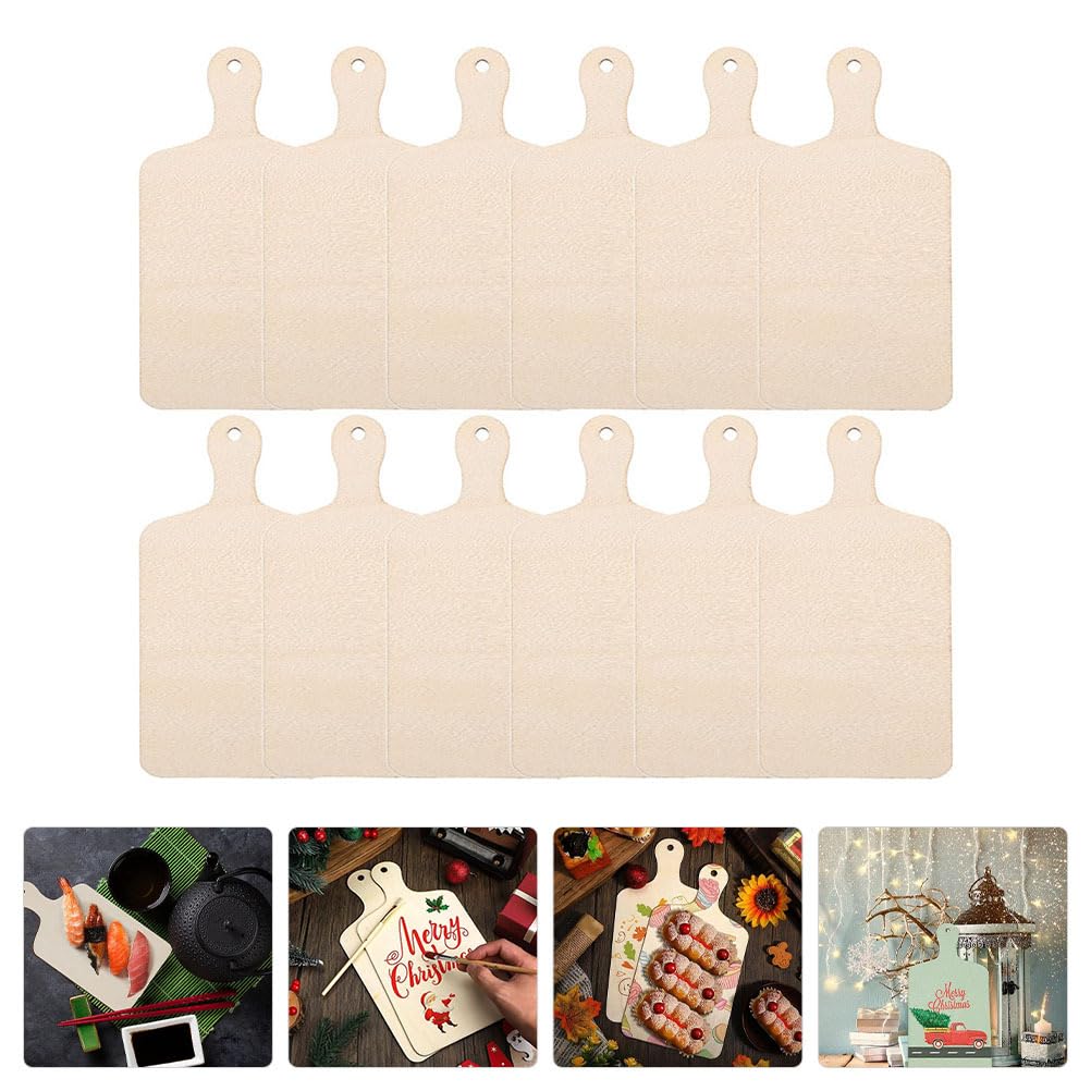 Cabilock 12pcs Mini Wooden Chopping Board for Boys and Girls End Grain Chopping Board Toy Interactive Craft Wood Toy