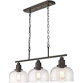 EAPUDUN 3-Light Kitchen Island Light, 35.4" Farmhouse Chandelier for Dining Room Pool Table Pendant Light, Black Finish with 
