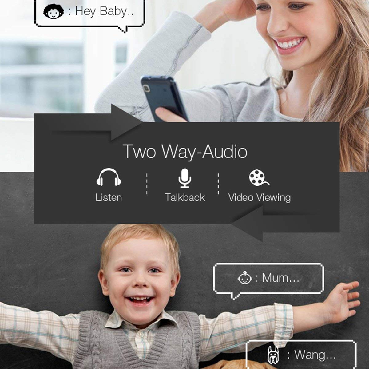 Wireless Security Camera, GUUDGO 720P HD Home Security Camera, WiFi IP Camera Indoor with Two-Way Audio, Motion Detection, Pet Baby Elder Nanny Monitor, iOS/Android APP,Cloud Service