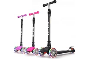 DADDYCHILD Kids Kick Scooter, 3 Wheeled Scooter for Kids, Child/Toddlers Toy, Adjustable Height, Anti-Slip Deck, Flashing Wheel Lights, for Boys/Girls 3-12 Year Old