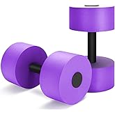 Aquatic Dumbbells, Set of 2 Water Aerobic Exercise Foam Dumbbell Pool Resistance, Detachable Water Aqua Fitness Barbells Hand Bar Exercises Equipment for Weight Loss, Purple
