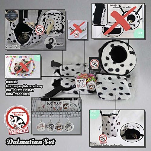 Sugar Glider Cage Set Pouch Mouse Hamster Squirrel PREMIUM Dalmatian by SGA (+Many Bonus) (No Donut Pouch)